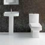 L-Shape Bathroom suite with Square Designer Toilet and Sink Waterfall Taps